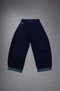Jean baggy oversize artisanal coupe ballon indigo brut toile Oeko-Tex fil blanc cuffed - Goofy Brute